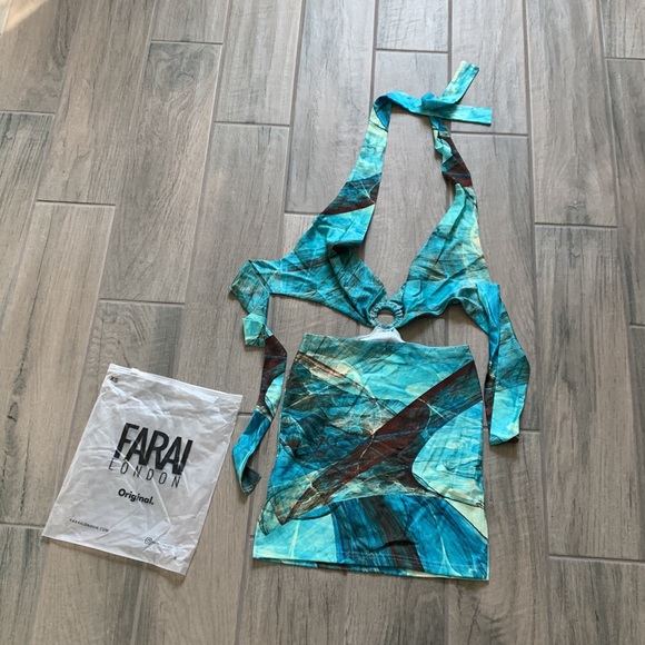 ✨HP✨ Farai London Gaia Mini Dress in Ocean Blue - Picture 5 of 7